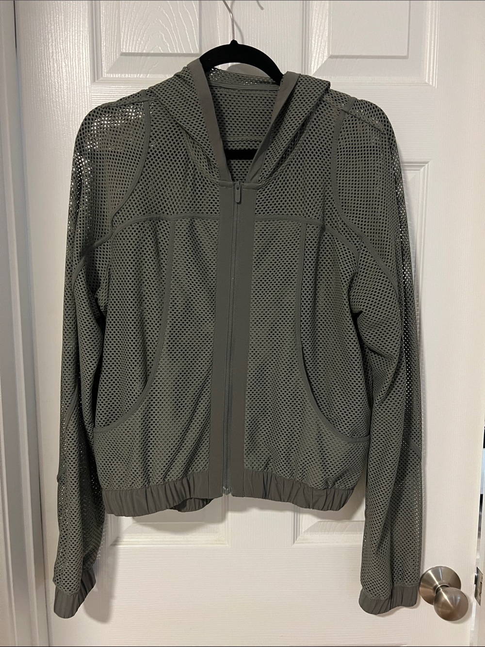 lululemon athletica Olive Green Mesh Hooded Zip Jacket